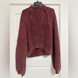 Free People Maroon Cowl Neck Sweater